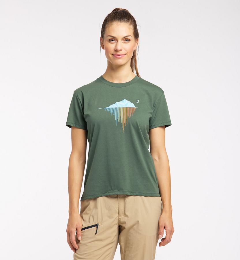 Haglöfs Camp T-Shirt Dark Green For Womens VHBQN1387 Australia